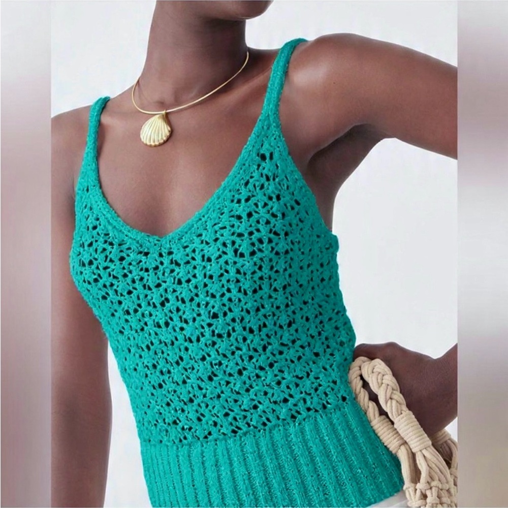 J. Crew Teal Crochet Camisole